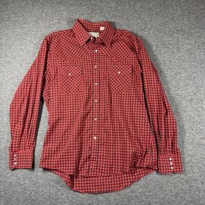 New Frontiers Big Yank Pearl Snap Shirt Mens Large L Red check Cowboy Western
